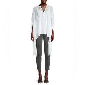 UNGARO Leila Draped Fringe Blouse, NWT